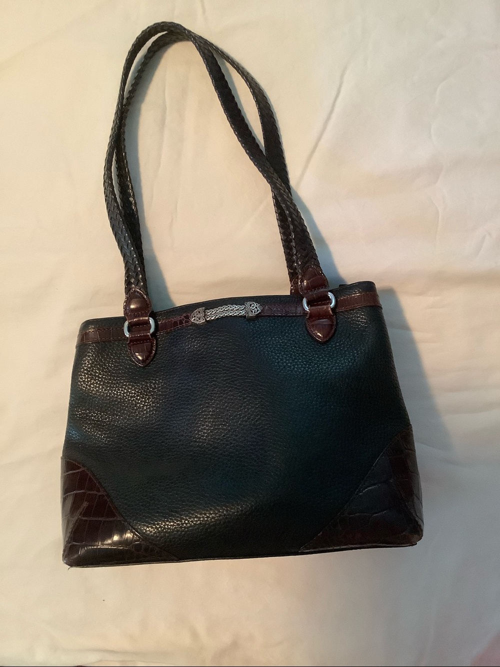 HP! 🌹Brighton Leather Black/Brown Shoulder Bag